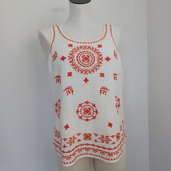 Lucky Brand Top Embroidered Tank Boho Colorful Cotton Womens Medium - Picture 6 of 12